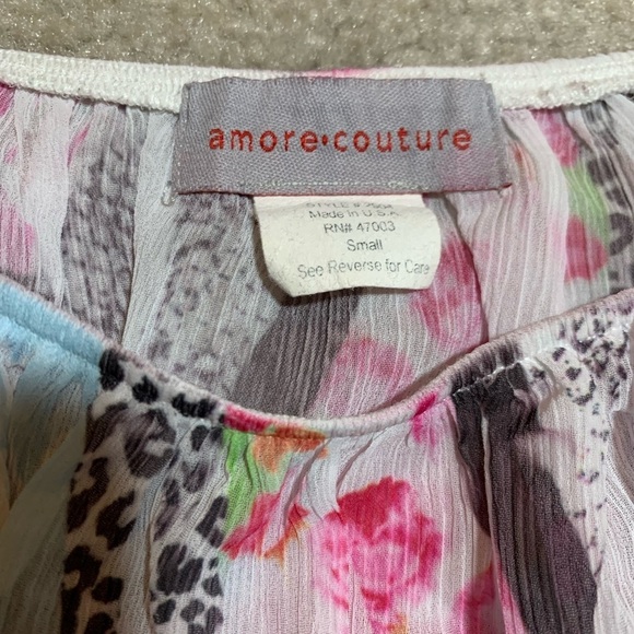 Amour Couture Women Boho Animal Print Blouse Top Size Small - Picture 5 of 6